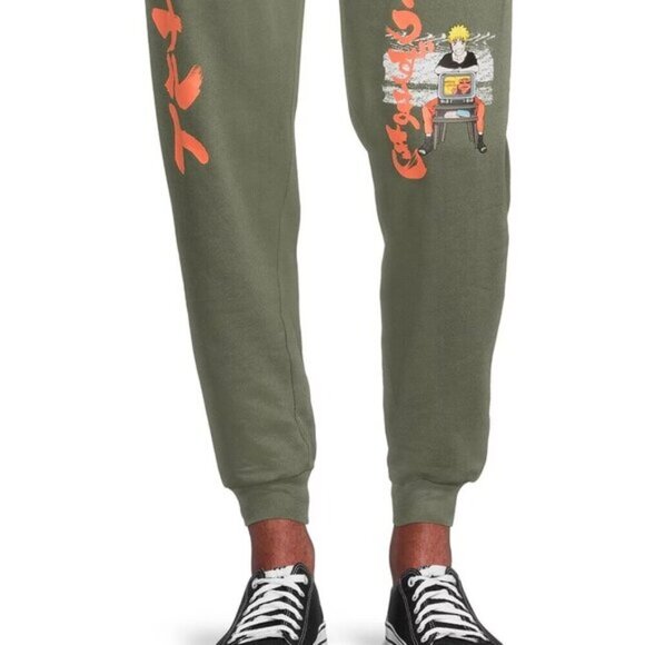 Hot Topic Naruto Shippuden Men's Graphic Jogger Pants in Green Size 32/34 - Picture 9 of 10